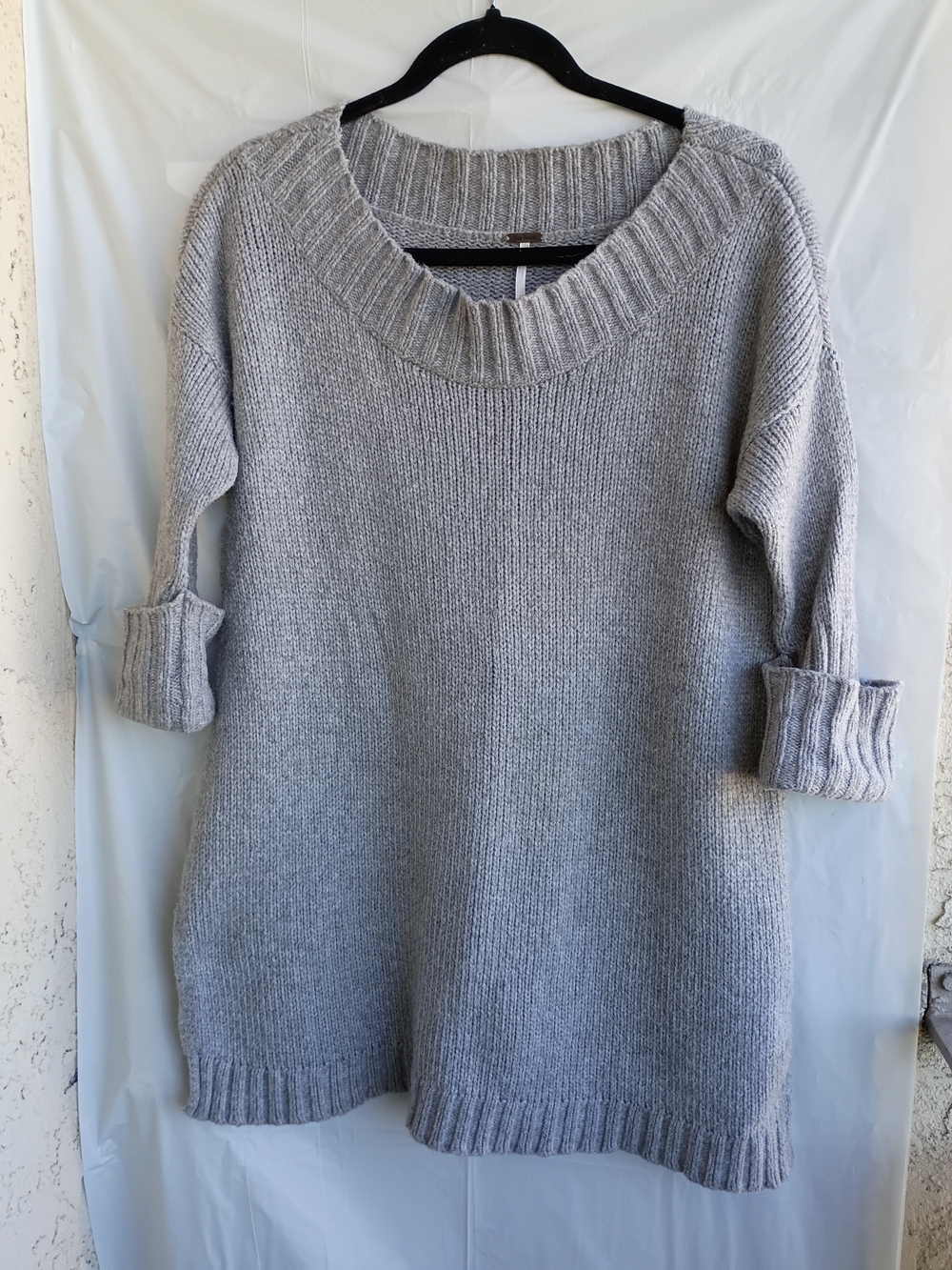 Free People Oversized Gray Crewneck Sweater